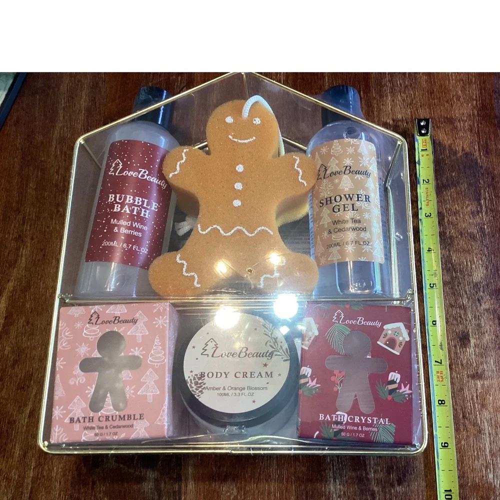 Love Beauty Gingerbread House Bath Body Gift Set 6pc Mulled Wine White Tea New‎